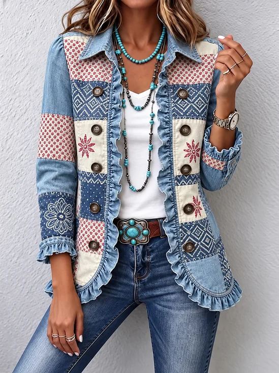 Western Style Shawl Collar Regular Fit Jacket