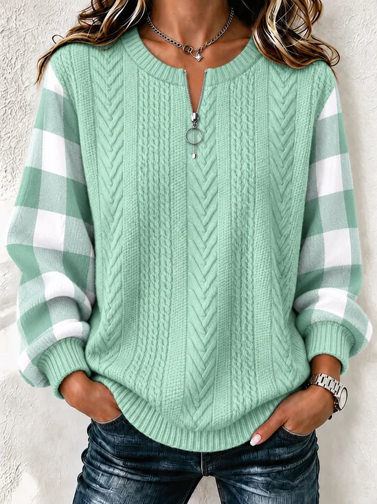 Casual Plaid Sweatshirt