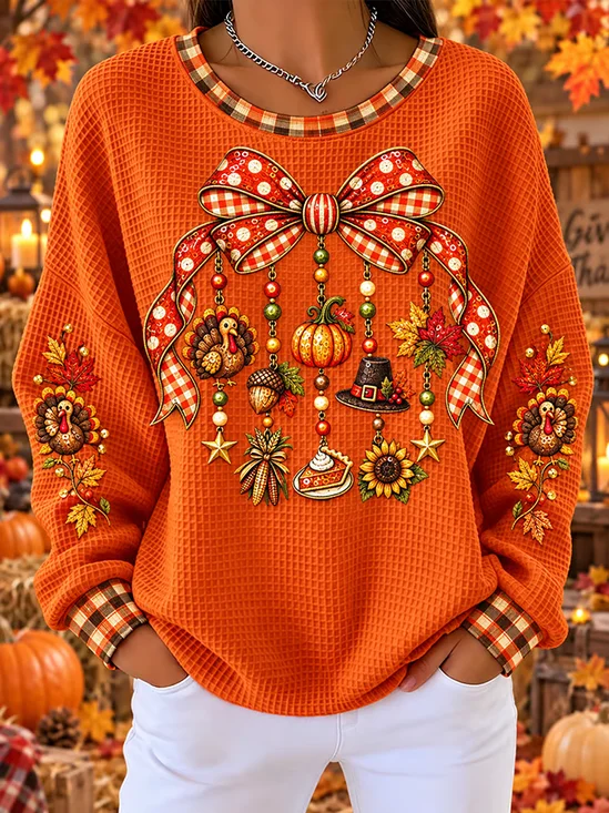 Regular Fit Casual Crew Neck Turkey Sweatshirt
