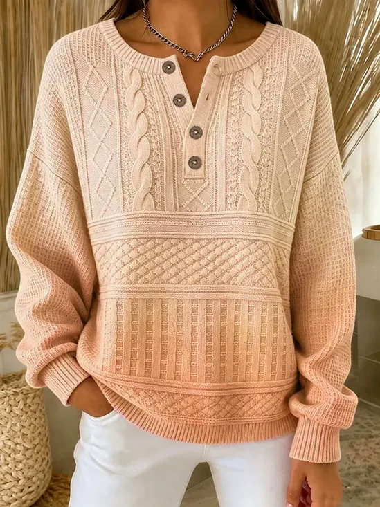 Ombre Buckle Casual Crew Neck Sweatshirt