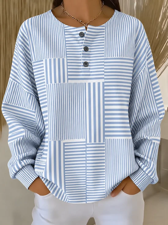 Regular Fit Abstract Stripes Casual Sweatshirt