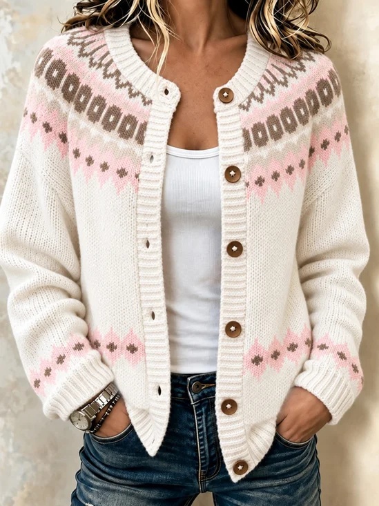 Geometric Casual Cardigan