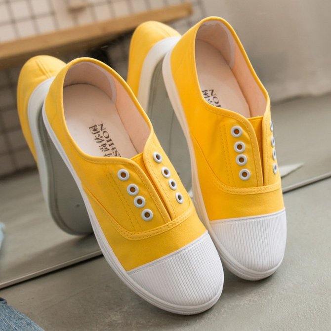 Women Canvas Sneakers Casual Comfort Slip On Shoes | zolucky