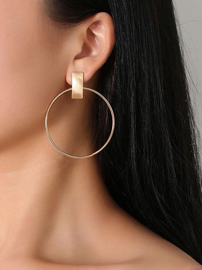 Minimalist Big Circle Round Elegant Geometric Statement Stud Earrings