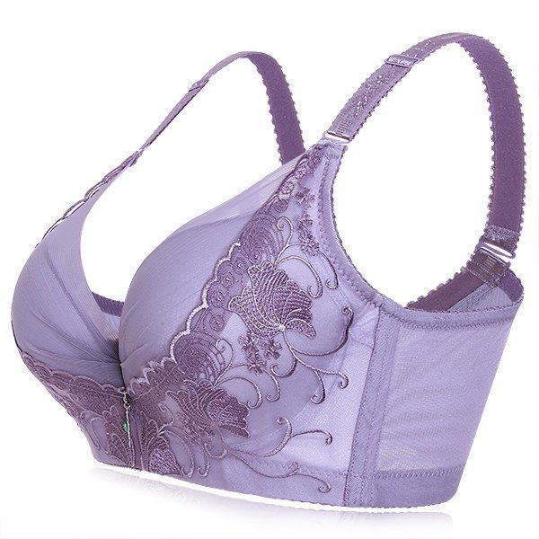 Nooncat Embroidery Adjustable Gather Push Up Soft Breathable Bras