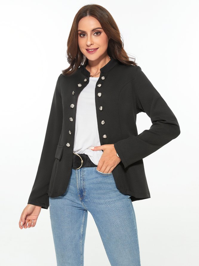 Zolucky Women Urban Loosen Stand Collar Long Sleeve Jackets