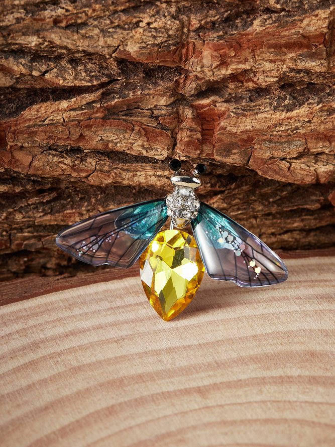 Casual 3D Gradient Transparent Bee Insect Brooch Silk Scarf Buckle Banquet Party Daily Commuting Matching Jewelry