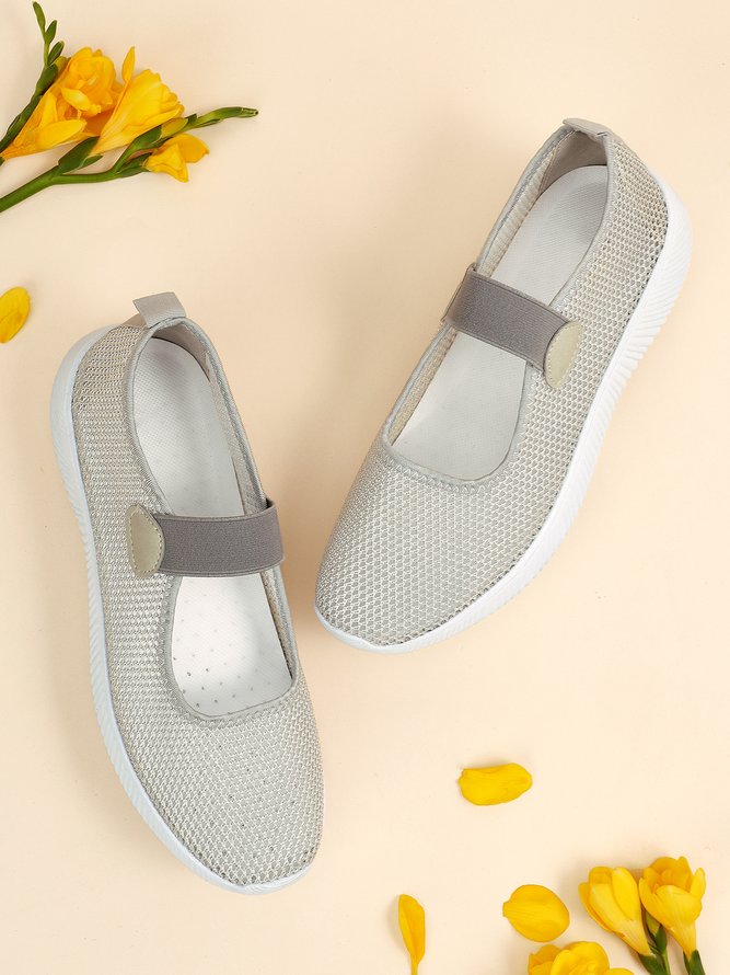 Breathable Mesh Slip On Mary Jane Walking Shoes