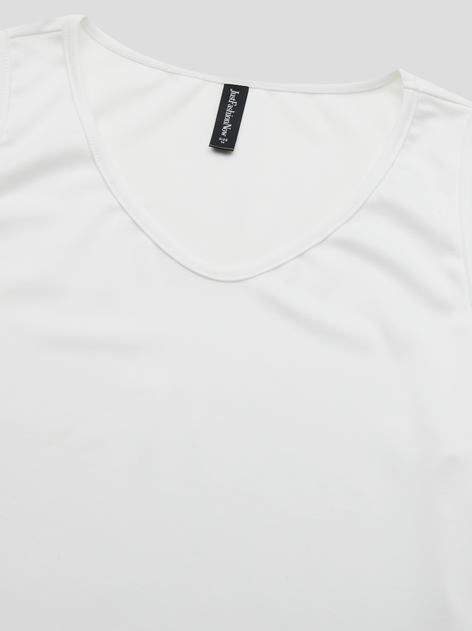 Crew Neck Plain Casual Two-Piece Set