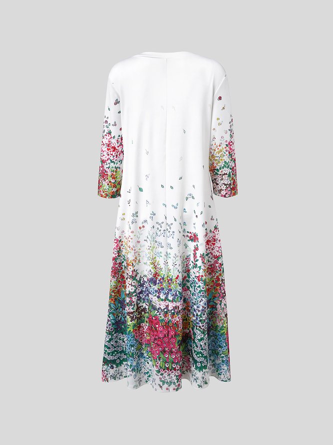 Casual Crew Neck Floral Dress