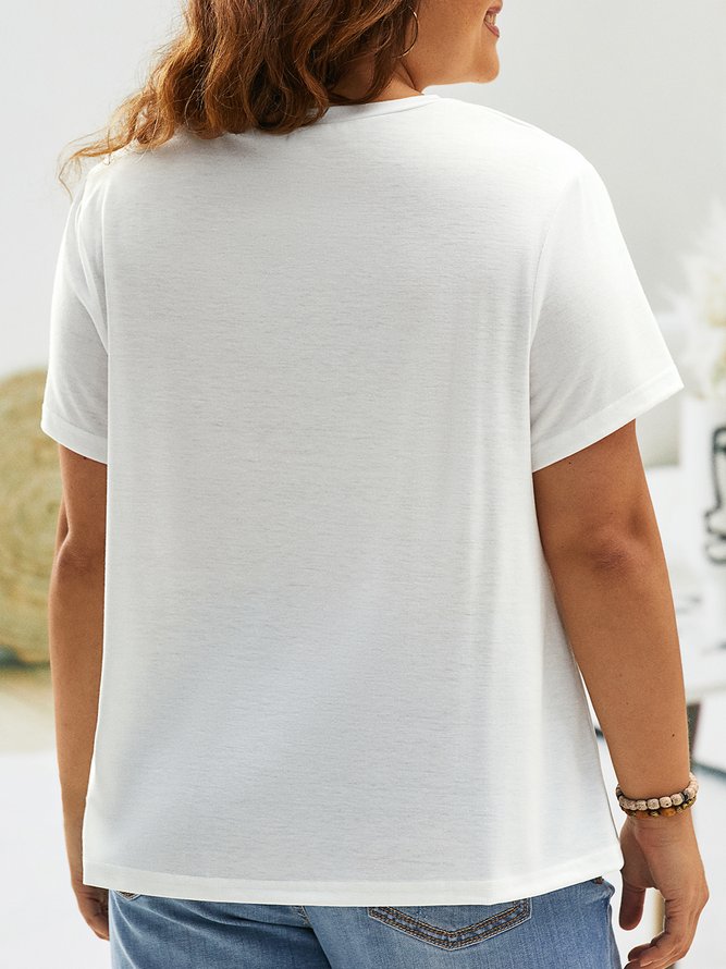 Plus Size Crew Neck Casual Jersey Easter T-Shirt