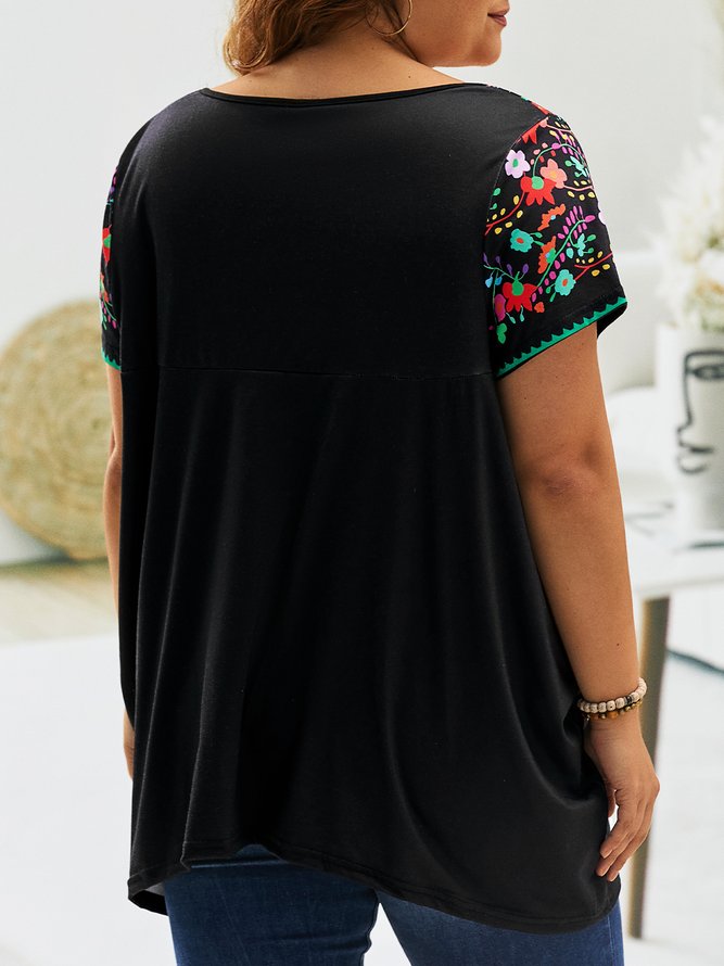 Plus Size Casual Ethnic T-Shirt