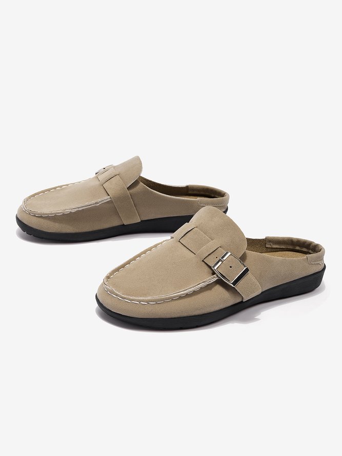 Buckle Decor Comfy Sole Flat Mules