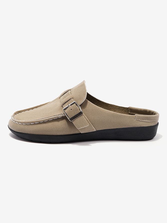 Buckle Decor Comfy Sole Flat Mules