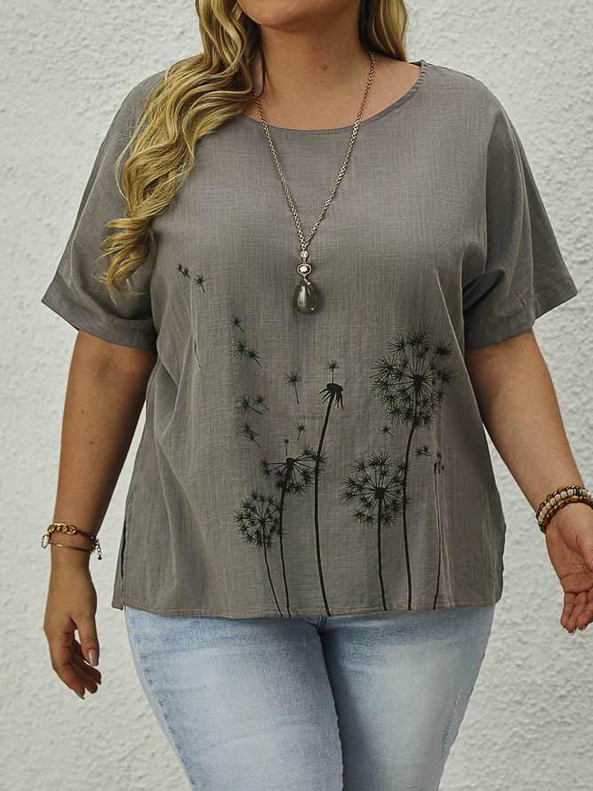 Plus Size Casual Dandelion Shirt