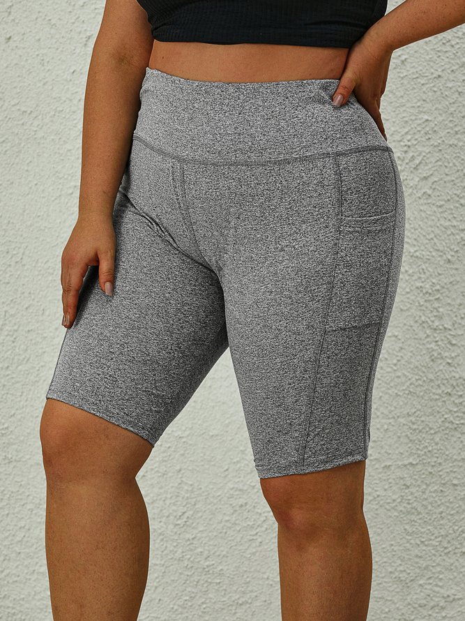 Plus Size Casual Tight Pocket Stitching Jersey Shorts