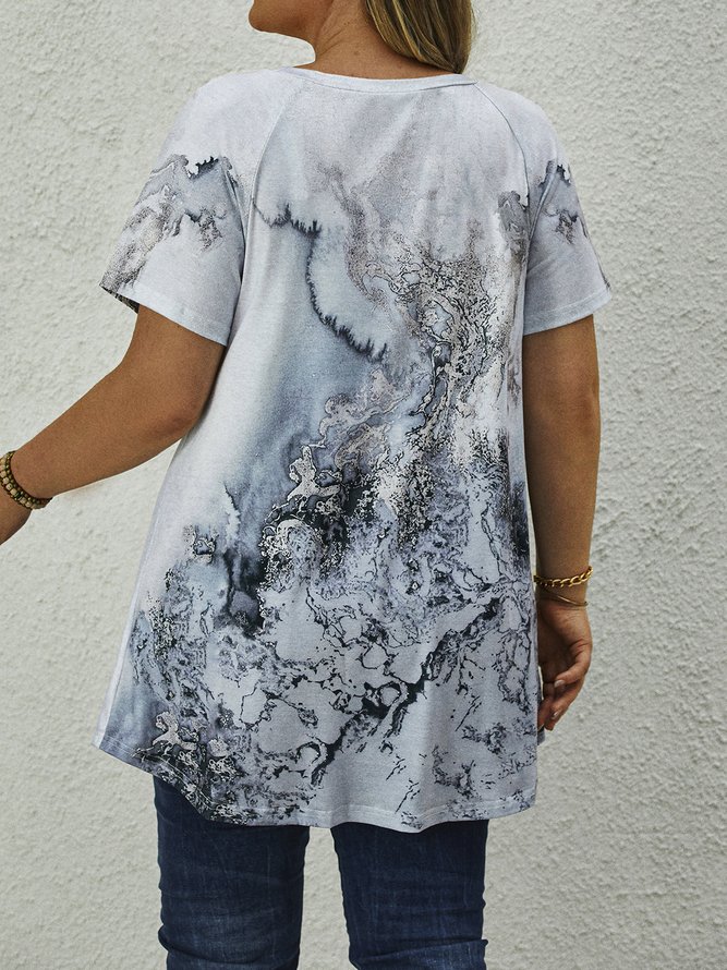 Plus Size Loose Jersey Crew Neck Casual T-Shirt