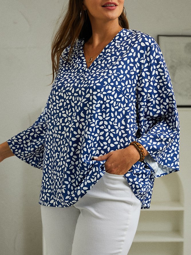 Plus Size Loose Casual V Neck Shirt