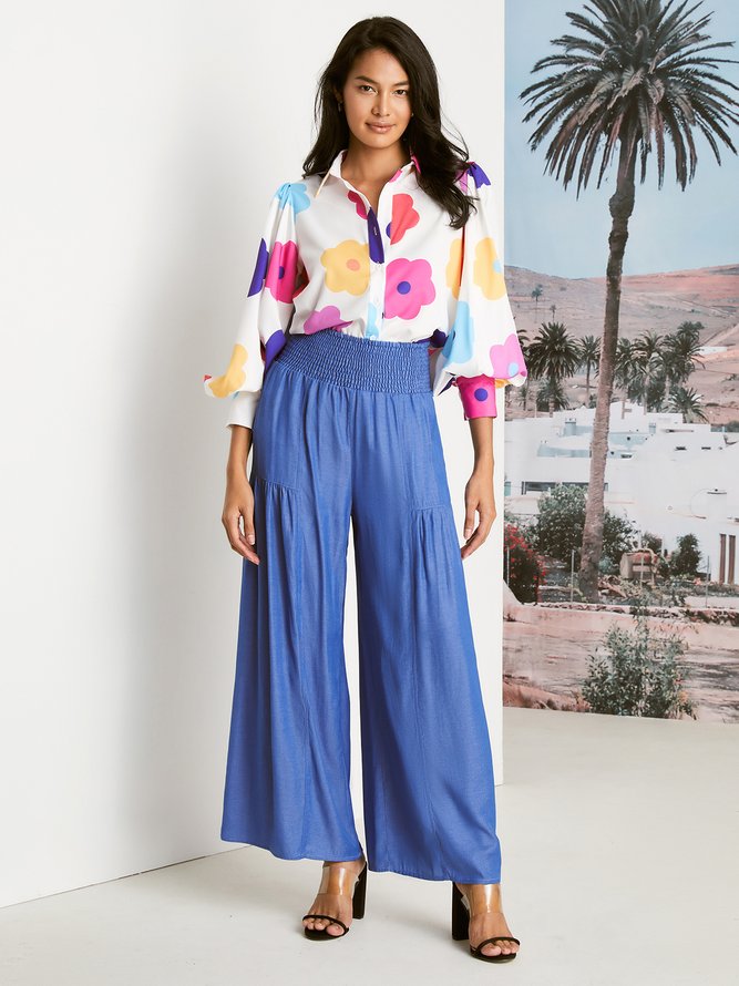 Plain Loose Urban Long Jeans Wide leg pants