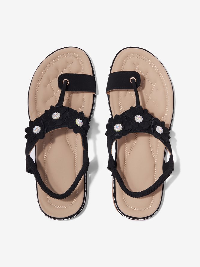 Appliques Decor Rhinestone Detail Toe Post Thong Sandals