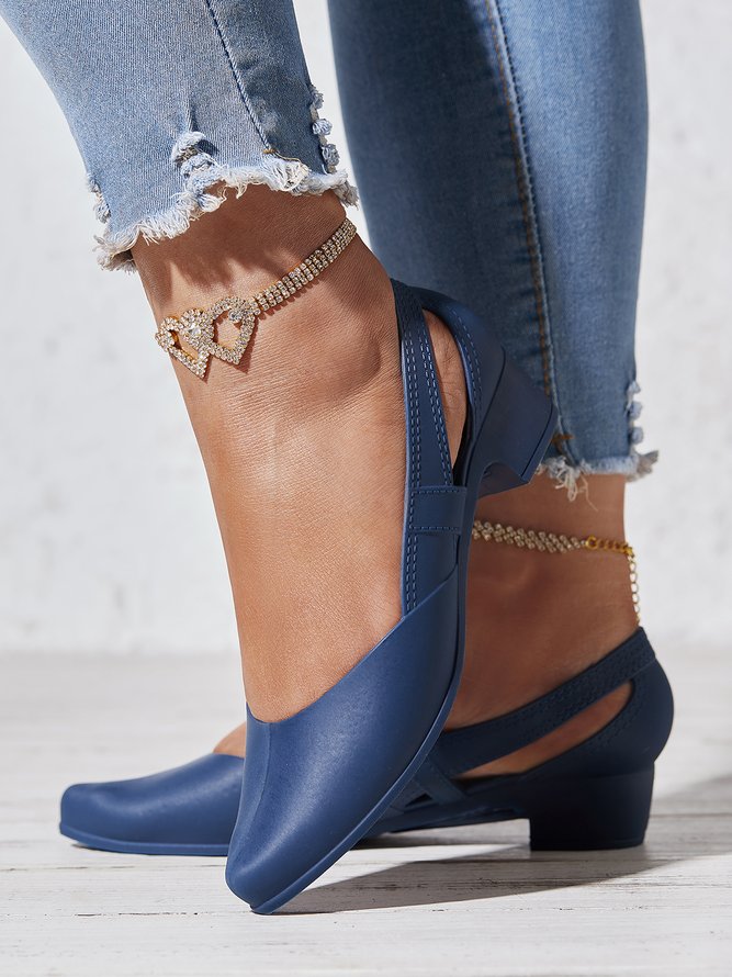 Waterproof Hollow Out Slip On Block Heel Non-Slip Beach Shallow Shoes