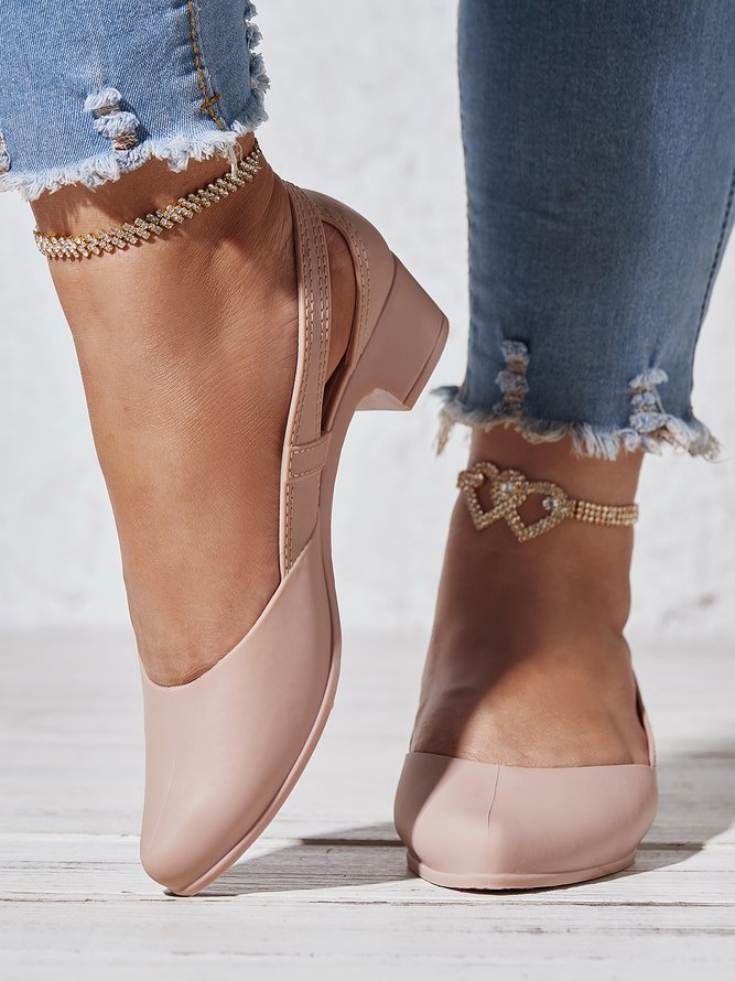 Waterproof Hollow Out Slip On Block Heel Non-Slip Beach Shallow Shoes