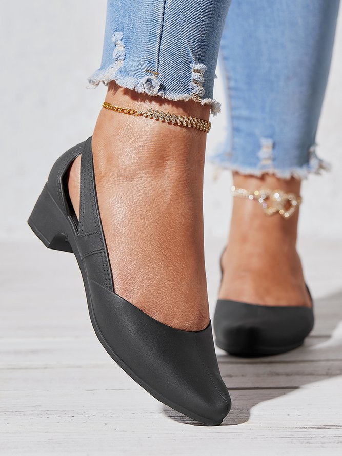 Waterproof Hollow Out Slip On Block Heel Non-Slip Beach Shallow Shoes