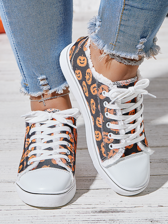 Halloween Pumpkin Pattern Canvas Shoes
