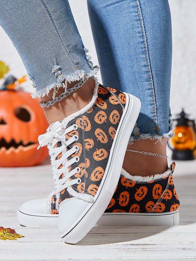 Halloween Pumpkin Pattern Canvas Shoes
