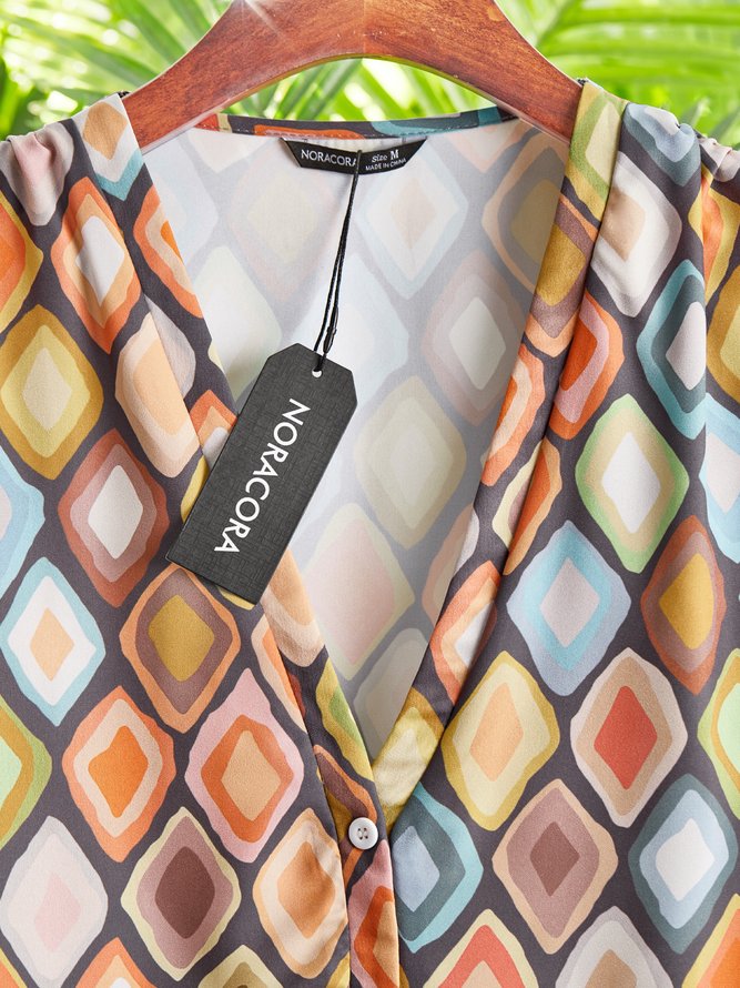 Casual Boho Geometric Printed Dress