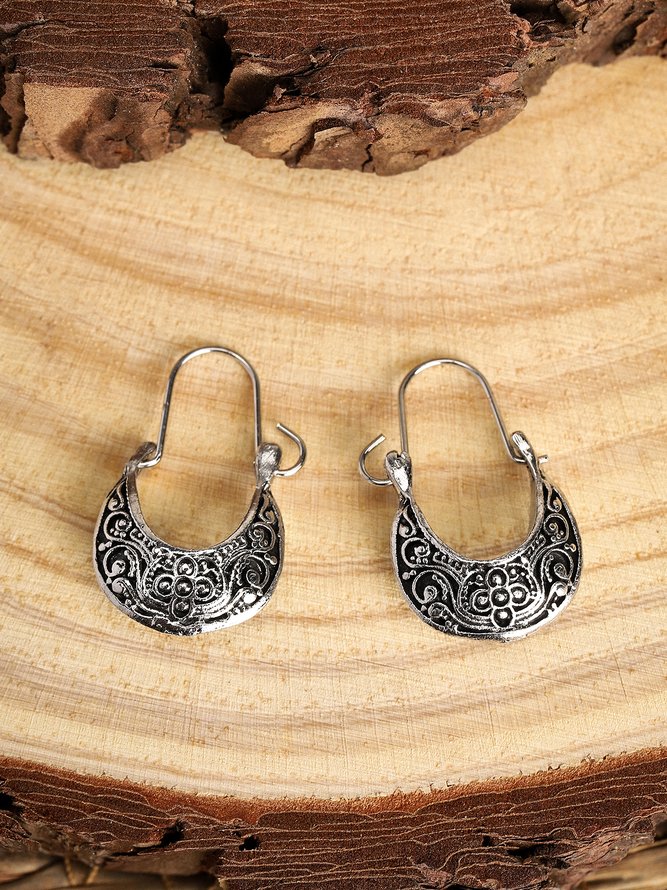zolucky Woman Fashion Sliver  Vintage Tribal Holiday Earrings