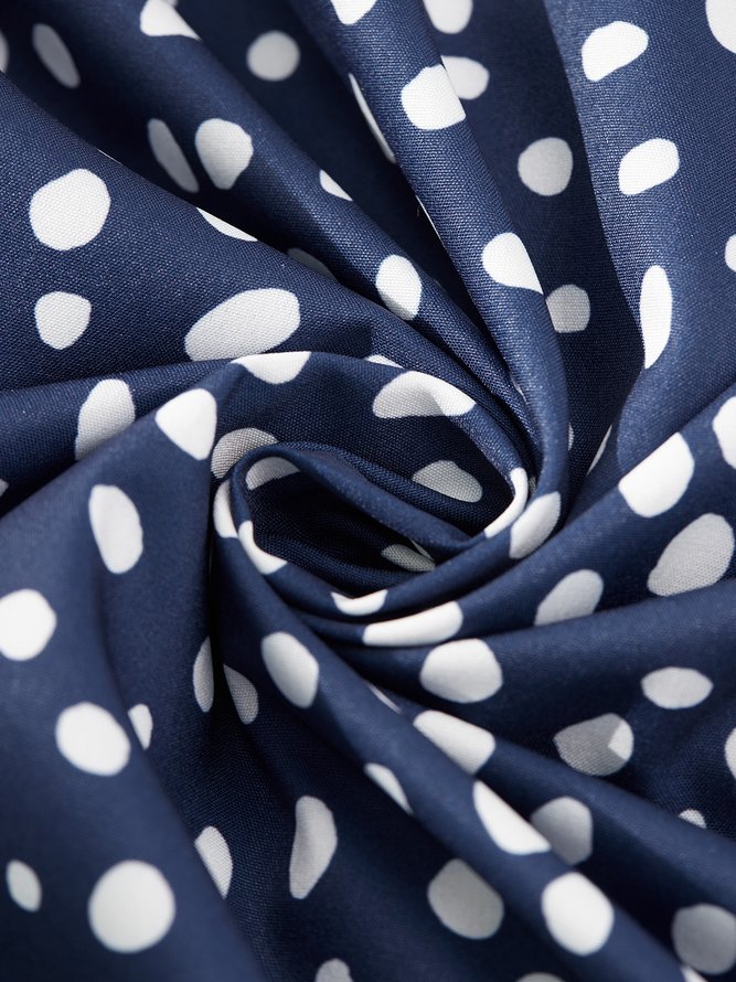 Casual Polka Dots Short Sleeve V Neck Plus Size Printed Dress