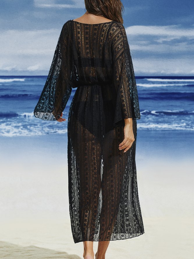 Elegant Abstract Lace V Neck Coverup
