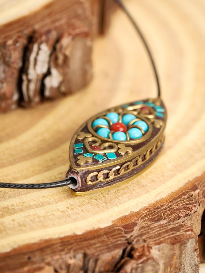 Ethnic Vintage Turquoise Eye Necklace Dress Jewelry