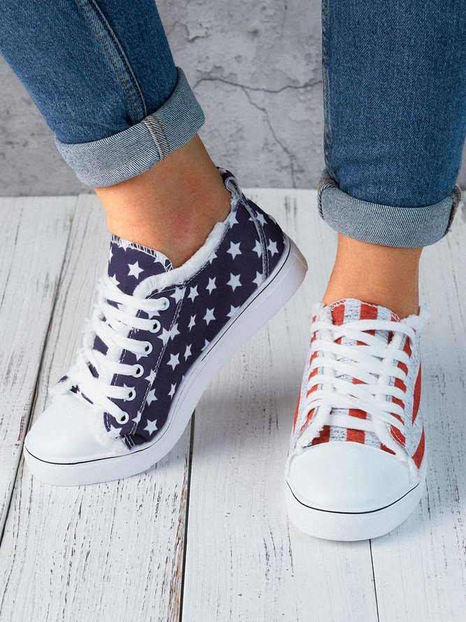 American Independence Day Flag Commemorative Canvas Shoes