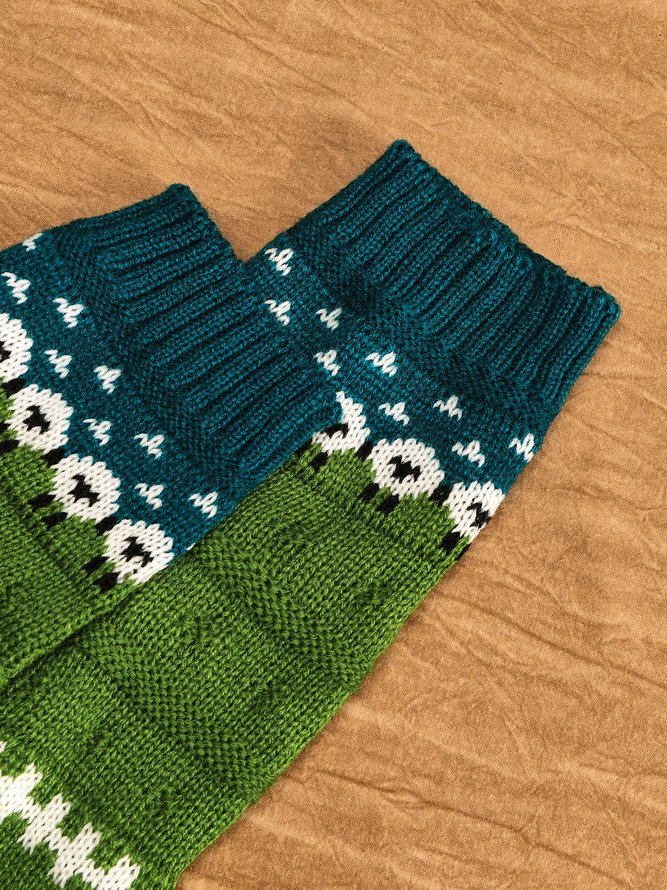 zolucky Knitted Casual Floral Underwear & fuzzy Socks