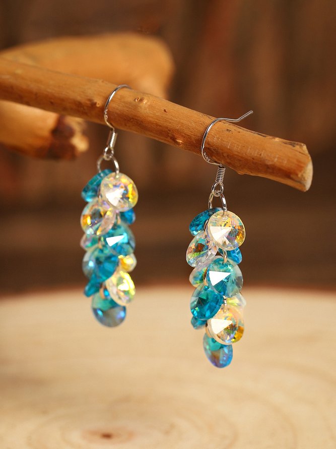 Shiny Layered Crystal Disc Earrings
