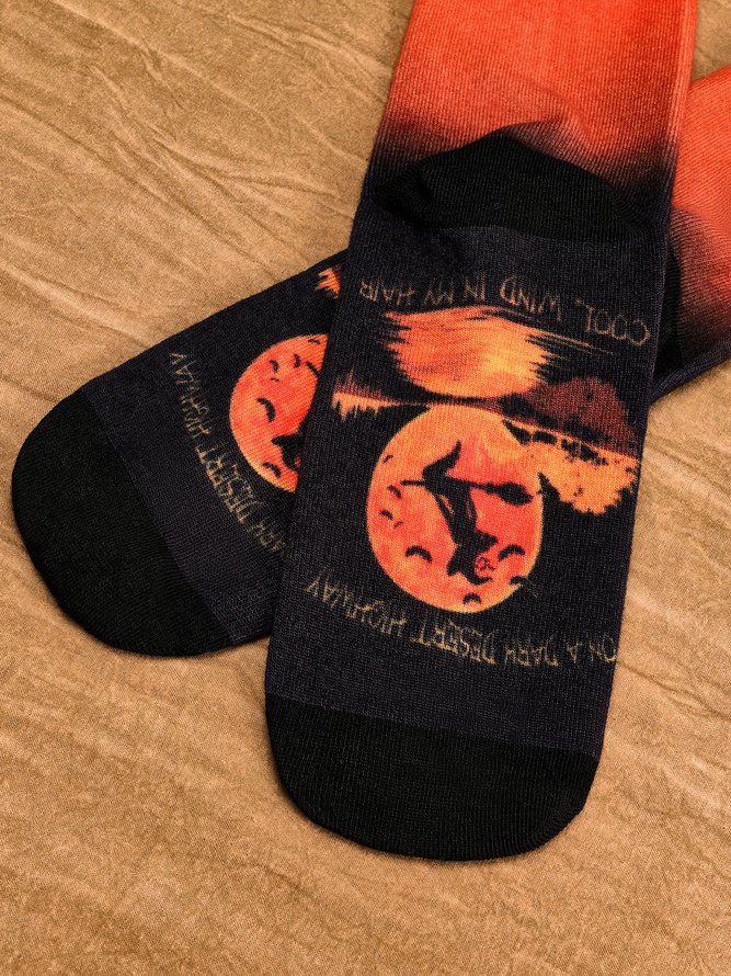 Women Street All Season Halloween Printing Daily Halloween Polyester Cotton Over the Calf Socks Regular Socks