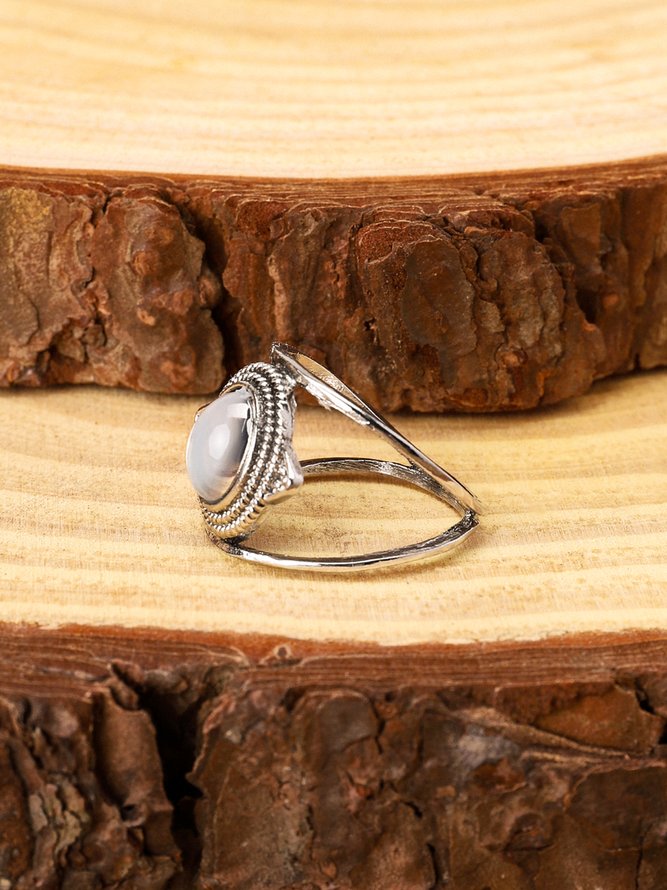 Vintage Ethnic Inlaid Moonstone Ring