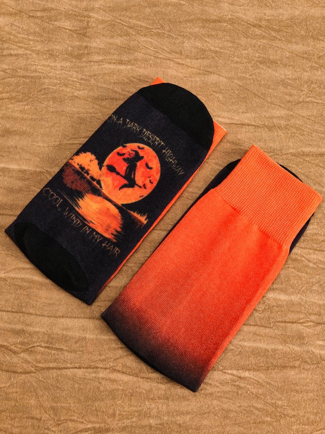 Women Street All Season Halloween Printing Daily Halloween Polyester Cotton Over the Calf Socks Regular Socks