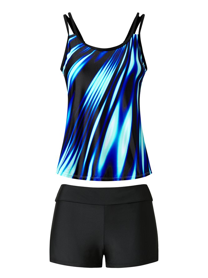 Casual Abstract Printing Spaghetti Tankinis Two-Piece Set