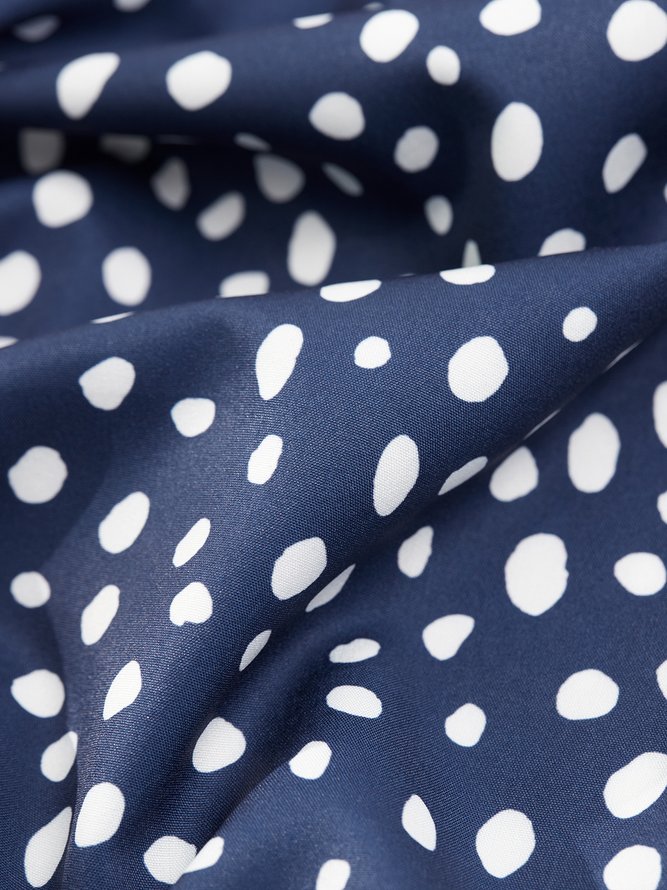 Casual Polka Dots Short Sleeve V Neck Plus Size Printed Dress