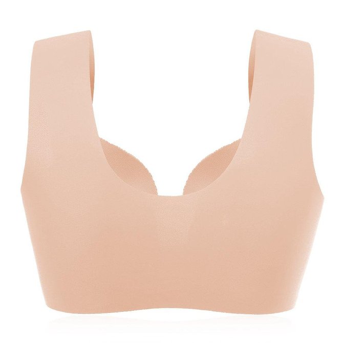 Angelvic Wireless Seamless Front Closure No Padding Gather Wide Strap Bras (US B/C/D Cup)