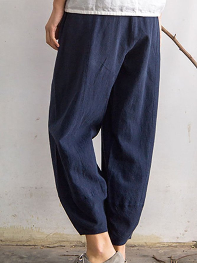 Women Casual Solid Linen Cotton Bottoms | Bottoms | Zolucky Solid 1 ...