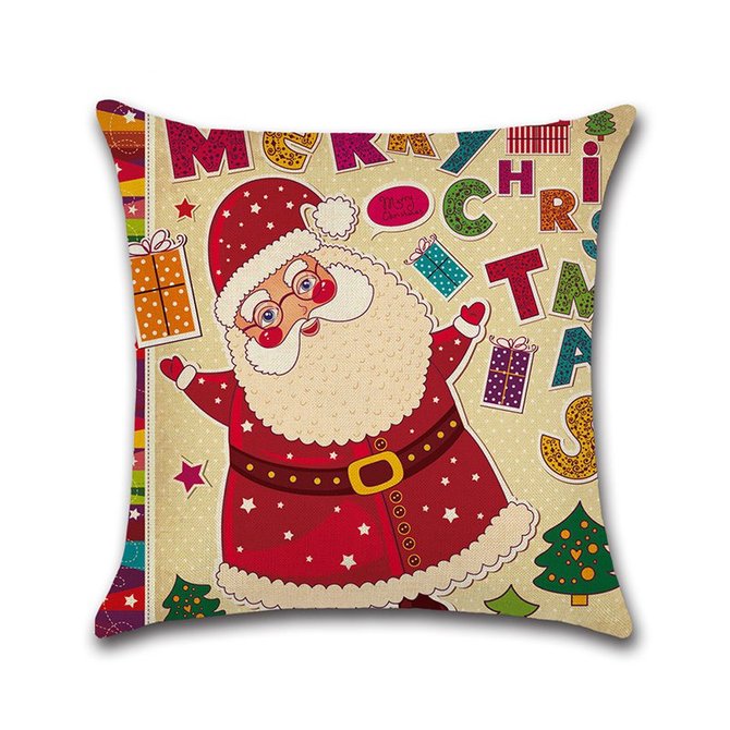 Christmas Santa Claus Cotton Linen Cushion Cover Sofa Home Festival