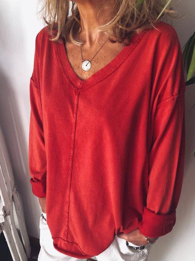 Women V NECK T-SHIRT Top Tunic