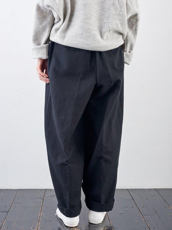 Solid Casual Pockets Pants