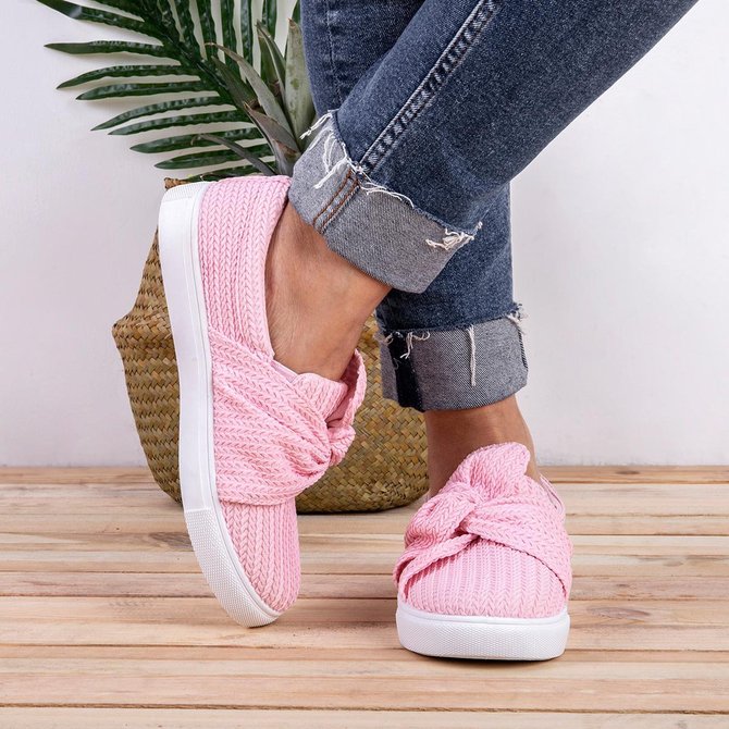 women's pink slip on sneakers