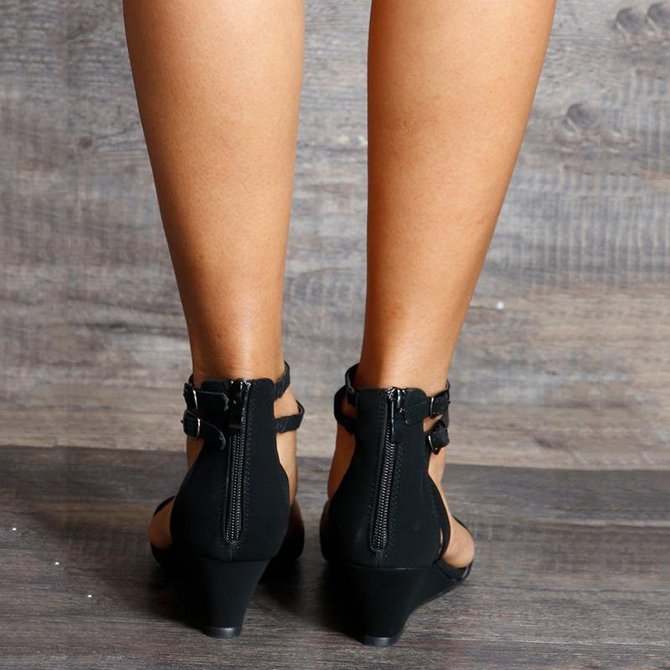 black heels with zipper in back