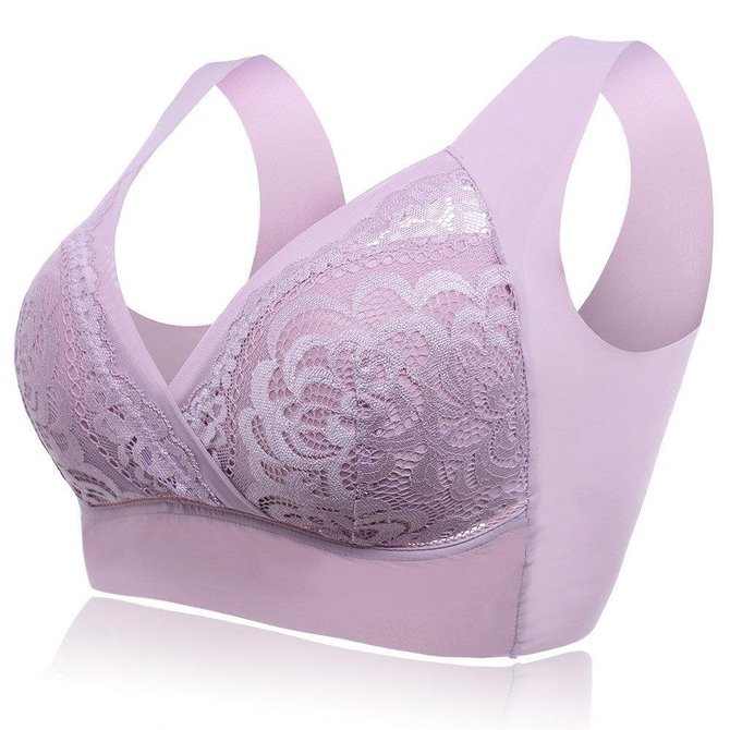 Deep Plunge Embroidered Full Cup Wireless Bras